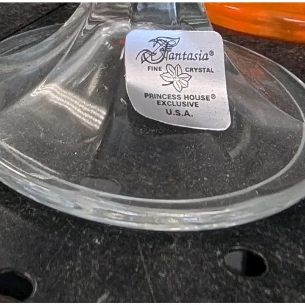 Princess House Fantasia Fine Crystal Pedestal Compote Bowl Floral Leaf Etched...